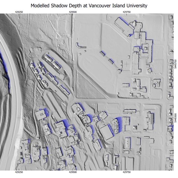 Modelled Shadow Depth at Vancouver Island University