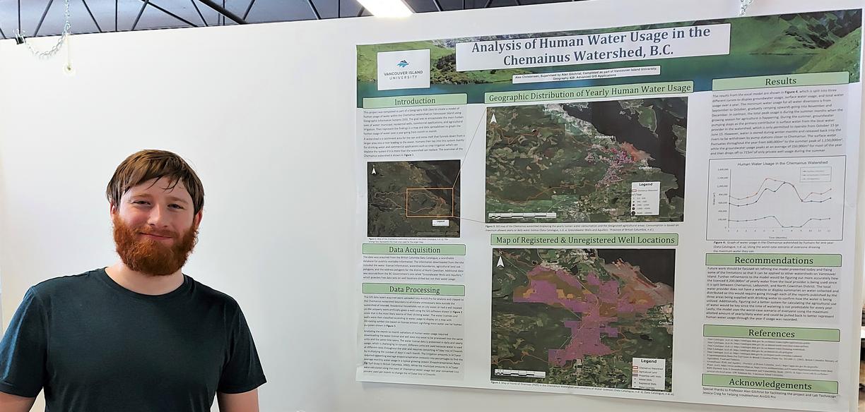 Student beside his research poster at CREATE 2023
