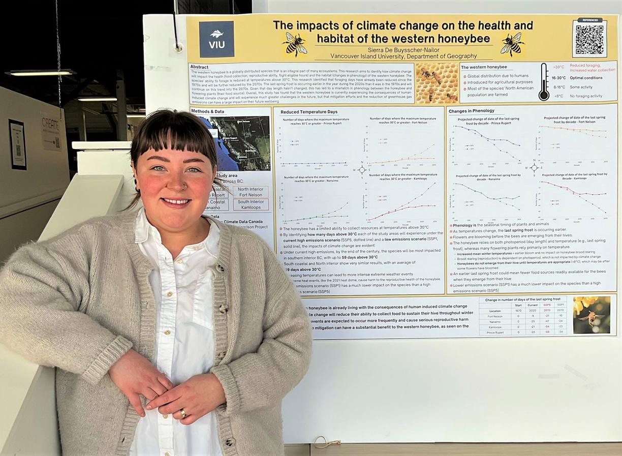 Student in front of her research poster at CREATE 2023